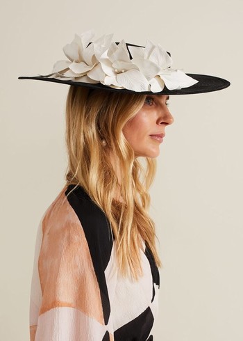 Phase Eight 3d Flower Statement Boater Fascinator Hats Black/White Australia | RP2395618